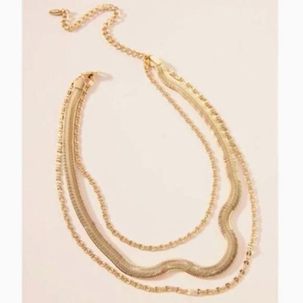 NWT Anthropologie Serpentine Layered Necklace | Gold